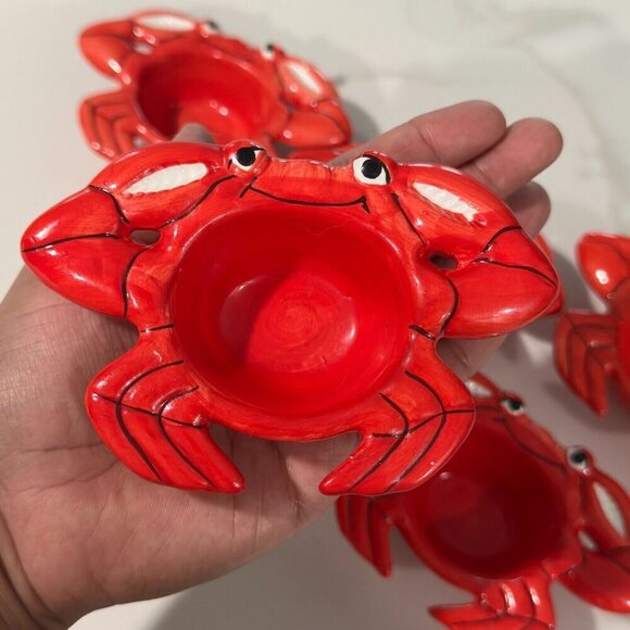 Set of five Vintage Ceramic CRAB BUTTER BOWL DISH Le Gourmet Chef Tableware 5" - Picture 7 of 7